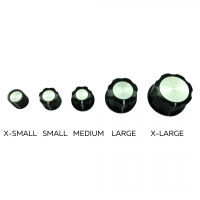 knob, black, no skirt, white index line, silver center